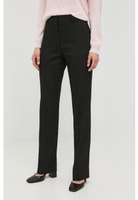 VICTORIA BECKHAM - Victoria Beckham spodnie damskie kolor czarny proste high waist. Okazja: na co dzień. Stan: podwyższony. Kolor: czarny. Materiał: tkanina. Styl: casual #1