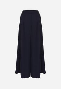 Born2be - Granatowe Szerokie Spodnie Typu Palazzo z Wiązaniem Ulialitia. Okazja: na co dzień. Stan: podwyższony. Kolor: niebieski. Styl: elegancki, casual #5