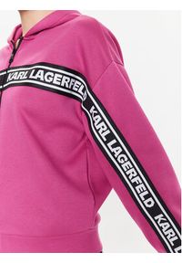 Karl Lagerfeld - KARL LAGERFELD Bluza Double 226W1806 Różowy Regular Fit. Typ kołnierza: dekolt w karo. Kolor: różowy. Materiał: wiskoza