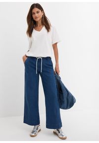 bonprix - Dżinsy ze stretchem wide leg, mid waist. Kolor: niebieski #3