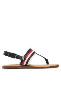 TOMMY HILFIGER - Tommy Hilfiger Sandały Flat Sandal Corporate FW0FW06988 Granatowy. Kolor: niebieski. Materiał: materiał #1