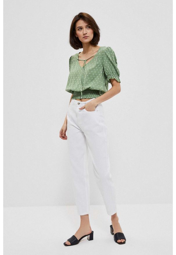 MOODO - Jeansy mom fit. Stan: podwyższony. Długość: długie. Wzór: gładki
