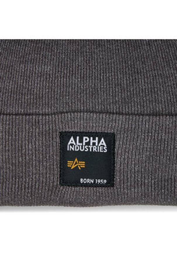 Alpha Industries Czapka Label Beanie 118934 Szary. Kolor: szary. Materiał: materiał