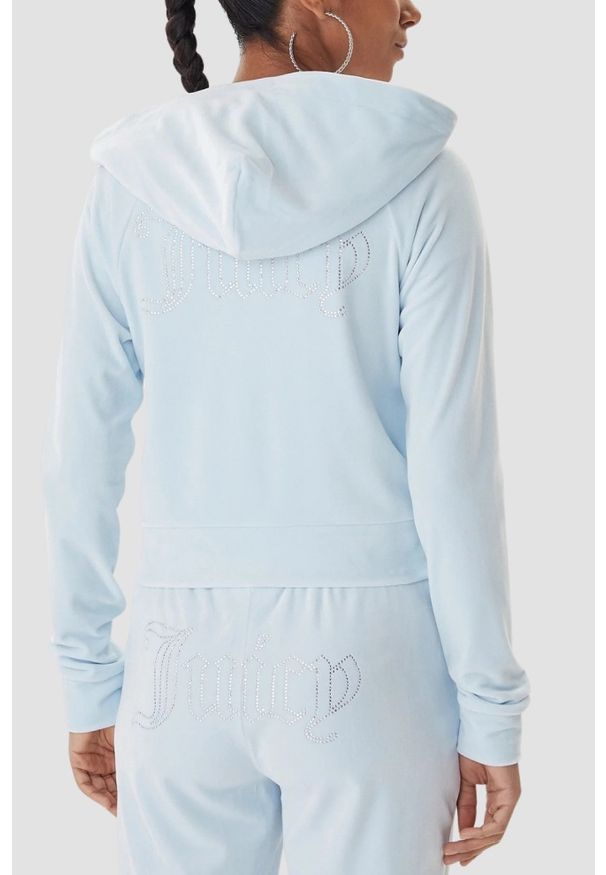 Juicy Couture - JUICY COUTURE Błękitna bluza damska Madison Outline, Rozmiar S. Okazja: na co dzień. Kolor: niebieski. Materiał: materiał. Styl: casual