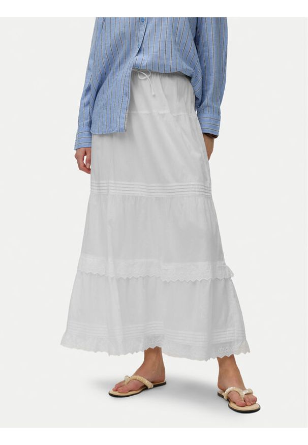 Vero Moda Spódnica maxi Sandy 10345282 Biały Regular Fit. Kolor: biały. Materiał: bawełna