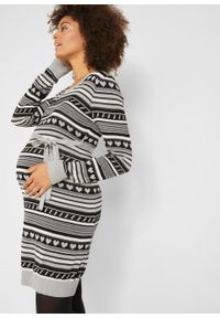 Sukienka ciążowa z dzianiny w norweski wzór bonprix czarny w paski. Kolekcja: moda ciążowa. Kolor: czarny. Materiał: materiał, dzianina, wiskoza, poliamid. Wzór: paski #4