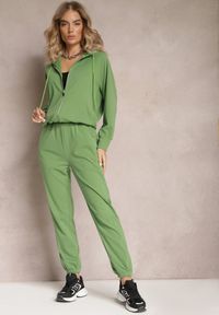 Renee - Zielony Komplet Dresowy 2-częściowy z Bluzą i Spodniami Serenitea. Kolor: zielony. Materiał: dresówka