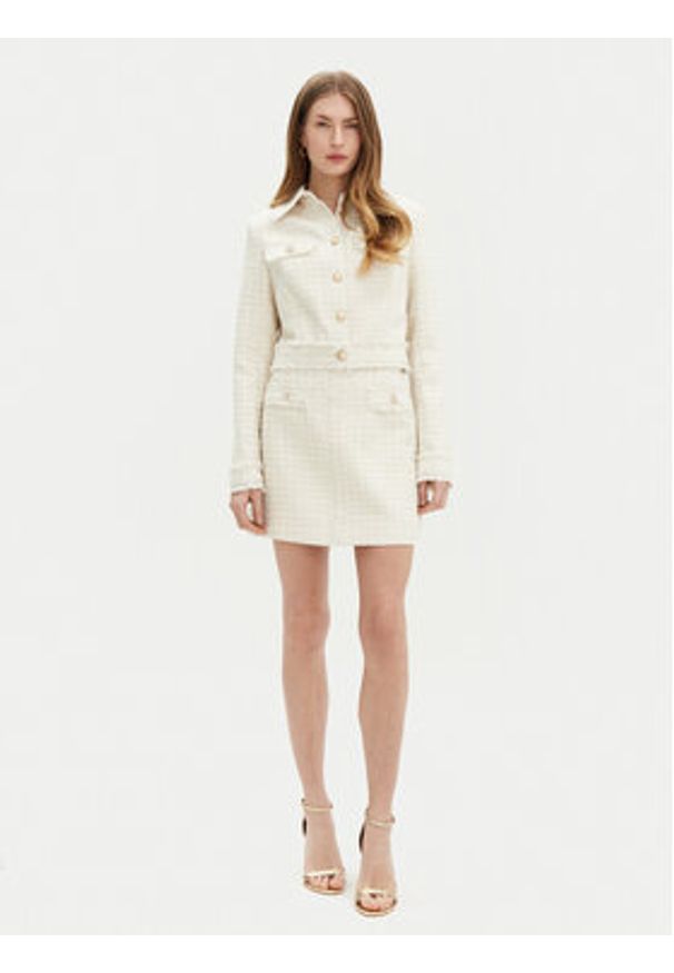 Guess Spódnica mini W5RD63 WGW82 Beżowy Regular Fit. Kolor: beżowy. Materiał: syntetyk
