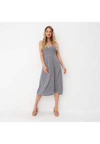 Mohito - Sukienka midi w paski - Niebieski. Kolor: niebieski. Wzór: paski. Długość: midi #1