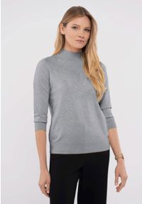 Volcano - Gładki pólgolf S-TESS. Kolor: szary. Materiał: materiał, prążkowany, jeans. Długość rękawa: bez rękawów. Wzór: gładki. Sezon: zima, jesień. Styl: klasyczny #1