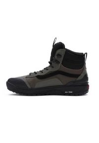 Buty do chodzenia męskie Vans Ultrarange Exo Hi. Wysokość cholewki: za kostkę. Zapięcie: sznurówki. Kolor: wielokolorowy, zielony, czarny. Materiał: materiał. Szerokość cholewki: normalna. Sport: turystyka piesza