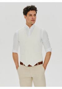 Pako Lorente - PAKO LORENTE – Beżowa dwurzędowa kamizelka męska. Okazja: na wesele, na ślub cywilny. Kolor: beżowy, brązowy. Styl: młodzieżowy, elegancki #1