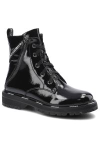 Czarne Botki Artiker Damskie Stylowe Buty Jesienne. Okazja: na co dzień. Zapięcie: sznurówki. Kolor: czarny. Materiał: lakier, skóra. Wzór: napisy. Sezon: jesień. Styl: elegancki