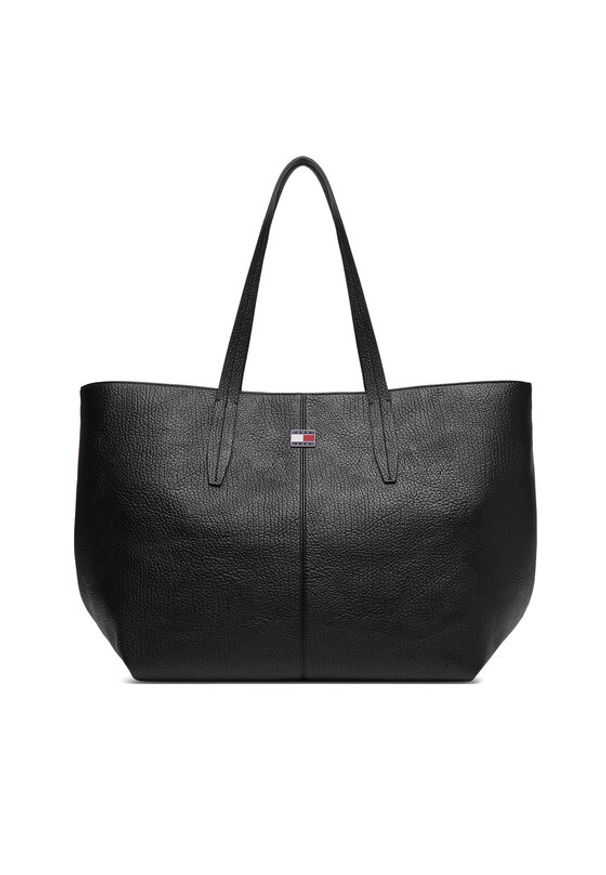 Tommy Jeans Torebka Tjw Slouchy City Tote AW0AW18789 Czarny. Kolor: czarny. Materiał: skórzane