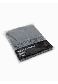 Ombre Clothing - Zestaw bawełnianych męskich koszulek BASIC z okrągłym dekoltem – 3x czarny V9. Okazja: na co dzień. Kolor: czarny. Materiał: bawełna. Styl: klasyczny, casual #4