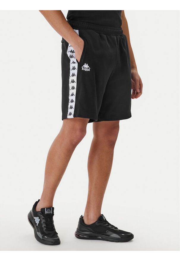 Kappa Szorty sportowe Banda Oviedo 351S77W Czarny Comfort Fit. Kolor: czarny. Materiał: bawełna. Styl: sportowy