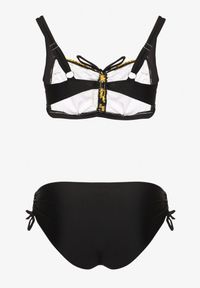 Born2be - Żółte Bikini ze Ściągaczami Biustonosz i Majtki Figi Miladenna. Kolekcja: plus size. Kolor: żółty. Materiał: len. Wzór: aplikacja #3