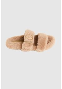 Valentino by Mario Valentino - VALENTINO Beżowe klapki damskie z syntetycznego futerka, Rozmiar 40. Kolor: beżowy. Materiał: syntetyk, futro #4