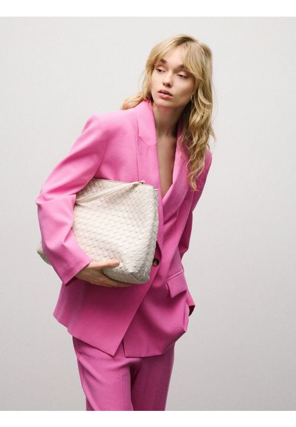 Reserved - Torebka z imitacji skóry - złamana biel. Materiał: skórzane