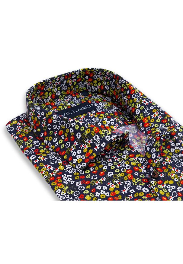 Mmer / Villaro - Koszule męskie - Koszula męska w kolorowe kwiatki G167. Materiał: bawełna, elastan, tkanina. Długość: długie. Wzór: kolorowy, kwiaty