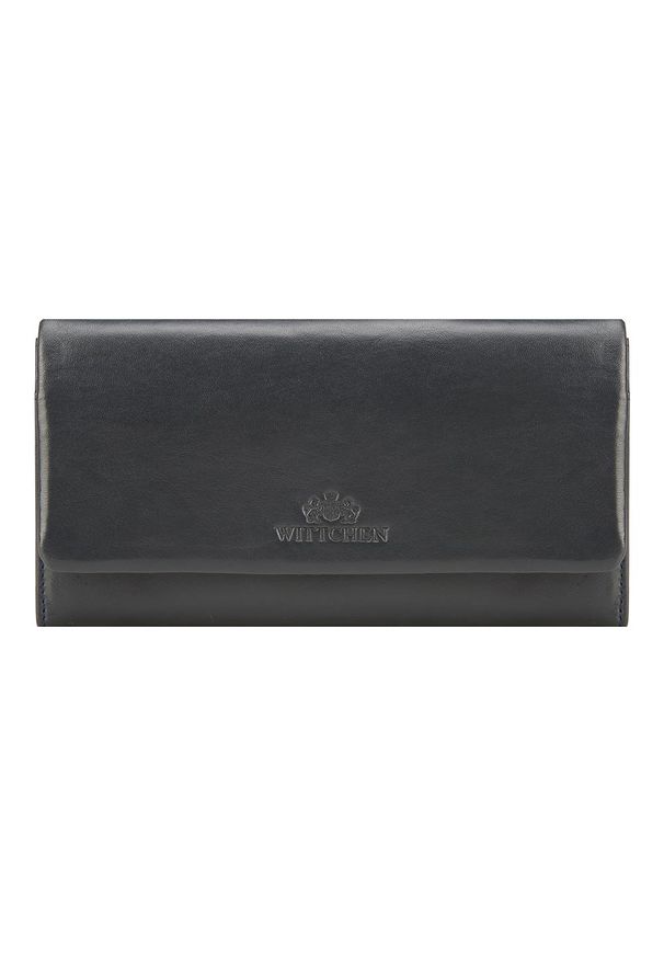 Wittchen - Damski portfel ze skóry podłużny z tłoczonym logo. Materiał: skóra. Wzór: aplikacja, gładki