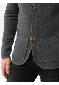 Ombre Clothing - Sweter męski bawełniany E193 - grafitowy/melanżowy - XXL. Kolor: szary. Materiał: bawełna. Wzór: melanż. Styl: elegancki #3