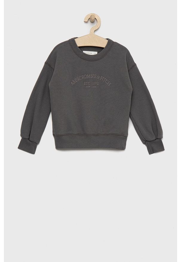 Abercrombie & Fitch bluza dziecięca kolor szary gładka. Okazja: na co dzień. Kolor: szary. Materiał: dzianina. Wzór: gładki. Styl: casual