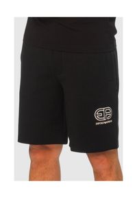 Emporio Armani - EMPORIO ARMANI Czarne męskie bawełniane szorty z wyszywanym logo, Rozmiar XL. Kolor: czarny. Materiał: bawełna