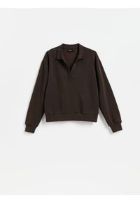 Reserved - Bluza z dodatkiem modalu - ciemnobrązowy. Kolor: brązowy. Materiał: dzianina