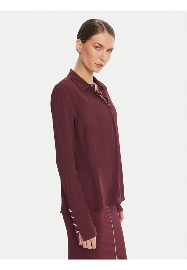 Patrizia Pepe Koszula 8C0761 A8I1 Bordowy Regular Fit. Kolor: czerwony. Materiał: wiskoza