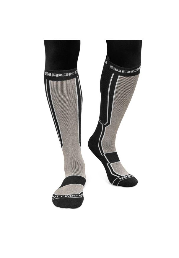 SIROKO - Skarpety snowboardowe z wełny Sporty zimowe Siroko SRX FEND Sand. Kolor: beżowy, wielokolorowy, czarny. Materiał: wełna. Sport: snowboard