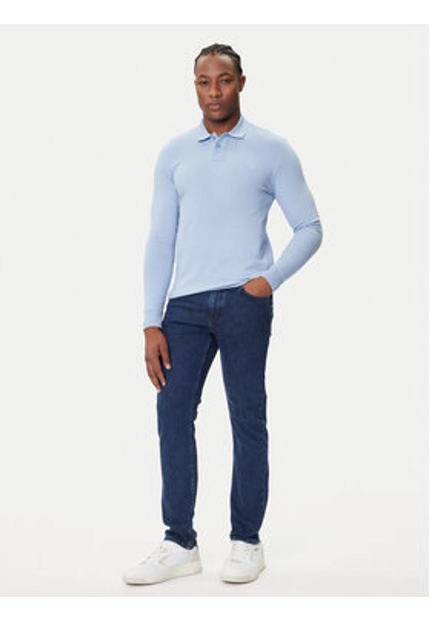 BOSS Polo Passerby 50507704 Błękitny Slim Fit. Typ kołnierza: polo. Kolor: niebieski. Materiał: bawełna