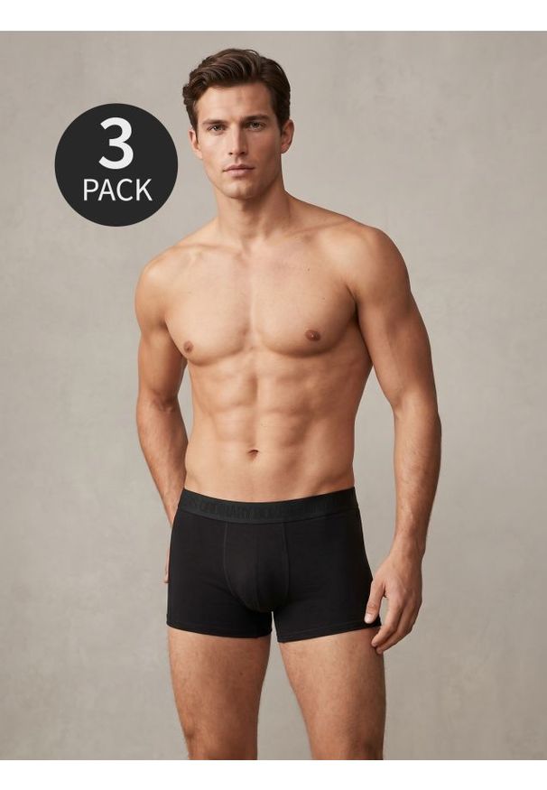 Sinsay - Bawełniane bokserki classic 3 pack - czarny. Kolor: czarny. Materiał: bawełna