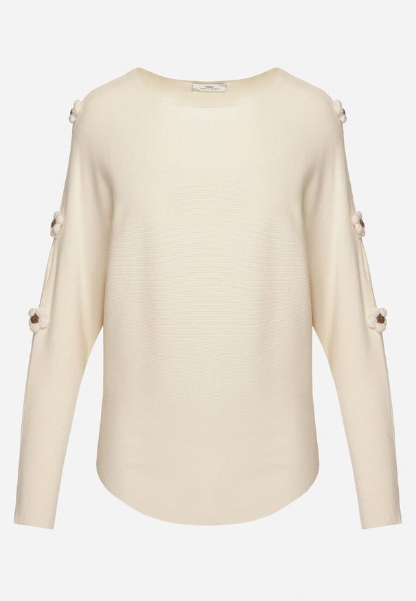 Born2be - Beżowy Sweter z Wiskozą i Wycięciami przy Rękawach Evancia. Okazja: na co dzień, na spotkanie biznesowe, do pracy. Kolor: beżowy. Materiał: wiskoza. Styl: klasyczny, elegancki, biznesowy, casual