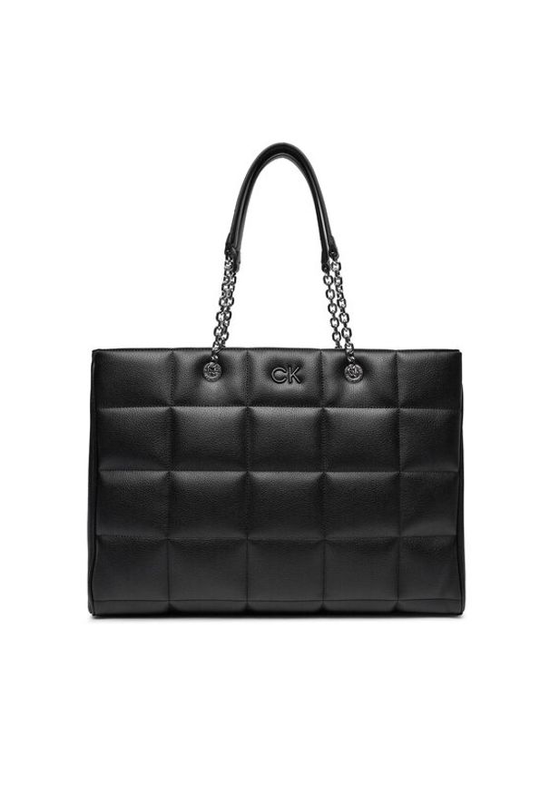 Calvin Klein Torebka Square Quilt Chain Shopper K60K612019 Czarny. Kolor: czarny. Materiał: skórzane