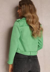 Renee - Jasnozielona Ramoneska Charlee. Kolor: zielony. Materiał: jeans, zamsz. Długość rękawa: długi rękaw. Długość: długie. Wzór: aplikacja. Styl: klasyczny, wizytowy #2