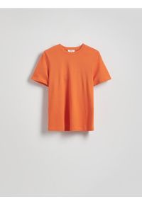 Reserved - T-shirt z merceryzowanej bawełny - pomarańczowy. Kolor: pomarańczowy. Materiał: bawełna #1