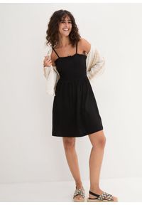 bonprix - Sukienka dżersejowa z czystej bawełny organicznej. Kolor: czarny. Materiał: jersey, bawełna. Długość rękawa: na ramiączkach #3