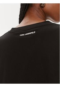 Karl Lagerfeld - KARL LAGERFELD T-Shirt 240W1712 Czarny Regular Fit. Typ kołnierza: dekolt w karo. Kolor: czarny. Materiał: bawełna