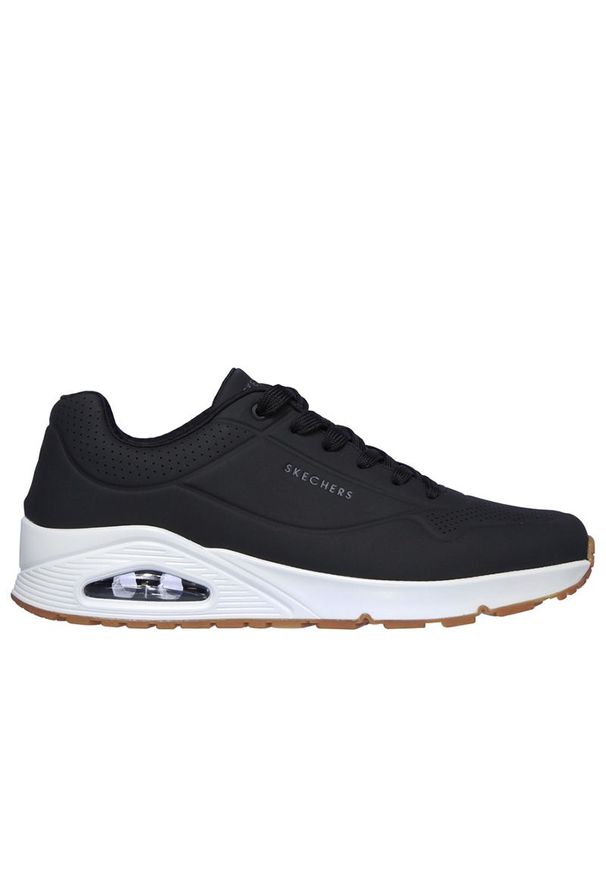 skechers - Buty Skechers Uno Stand on Air 52458BLK - czarne. Zapięcie: sznurówki. Kolor: czarny. Materiał: skóra, syntetyk, guma. Szerokość cholewki: normalna. Wzór: gładki. Model: Skechers Sport
