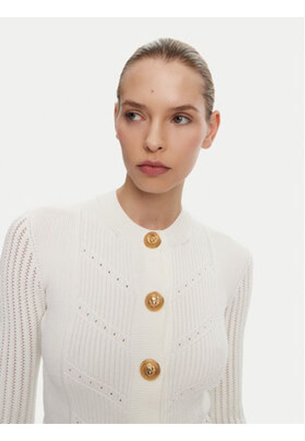 Balmain Kardigan DF1KL190KF24 Biały Regular Fit. Kolor: biały. Materiał: wiskoza