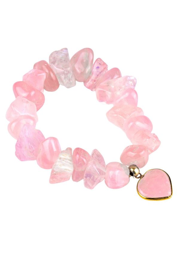 Braccatta - SAMBA Bransoletka kwarc różowy serce. Materiał: pozłacane, z mosiądzu, metalowe. Kolor: różowy. Kamień szlachetny: kwarc