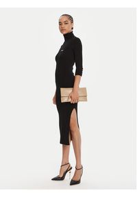 Elisabetta Franchi Sukienka dzianinowa AM-23B-56E2-V390 Czarny Slim Fit. Kolor: czarny. Materiał: lyocell #4