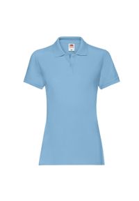 FRUIT OF THE LOOM - Damska Koszulka Polo Premium. Typ kołnierza: polo. Kolor: niebieski