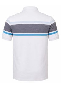 Męska Koszulka Polo - Pako Jeans - Biała, Pasy. Okazja: na co dzień. Typ kołnierza: polo. Kolor: biały. Materiał: bawełna. Wzór: prążki, paski. Styl: casual #6