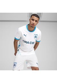 Puma - Męska autentyczna koszulka domowa Olympique Marsylia 24/25 PUMA. Kolor: niebieski, wielokolorowy, biały. Sport: piłka nożna