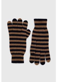 Max Mara Leisure rękawiczki z domieszką wełny kolor brązowy. Kolor: brązowy. Materiał: wełna #1