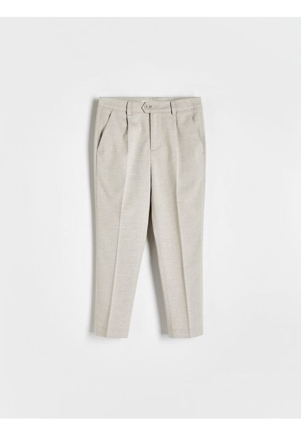 Reserved - Eleganckie spodnie - beżowy. Kolor: beżowy. Materiał: wiskoza, tkanina. Styl: elegancki