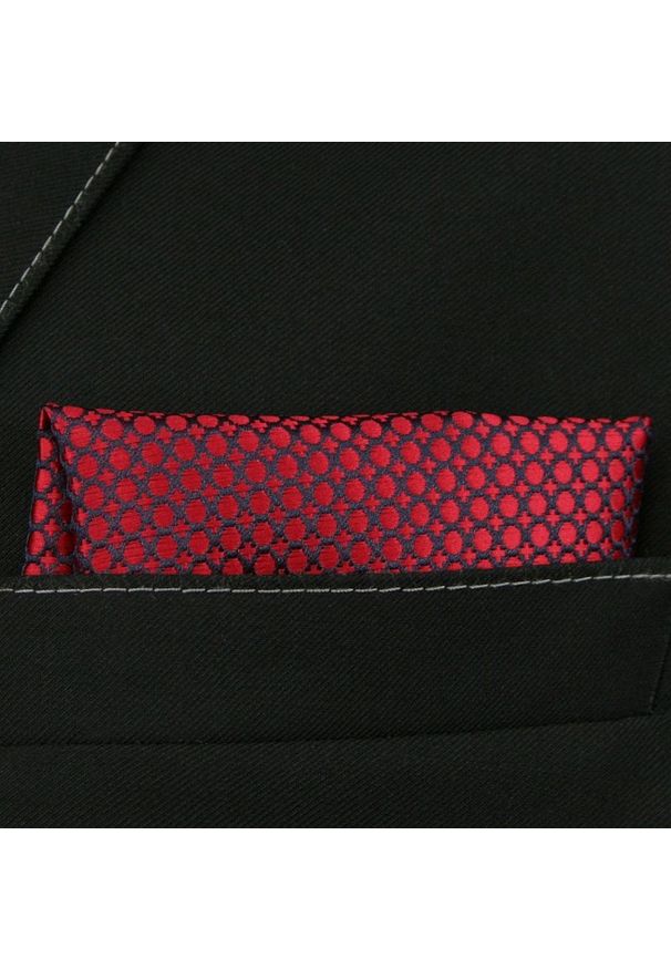 Alties - Elegancka, Męska Poszetka - ALTIES - Czerwień, Drobny Wzór. Kolor: czerwony. Materiał: mikrofibra