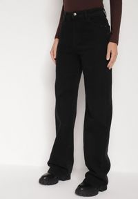 Born2be - Czarne Jeansy z Wiskozą o Szerokim Kroju z Wysokim Stanem Meviatea. Okazja: na co dzień. Stan: podwyższony. Kolekcja: plus size. Kolor: czarny. Styl: casual, klasyczny #3
